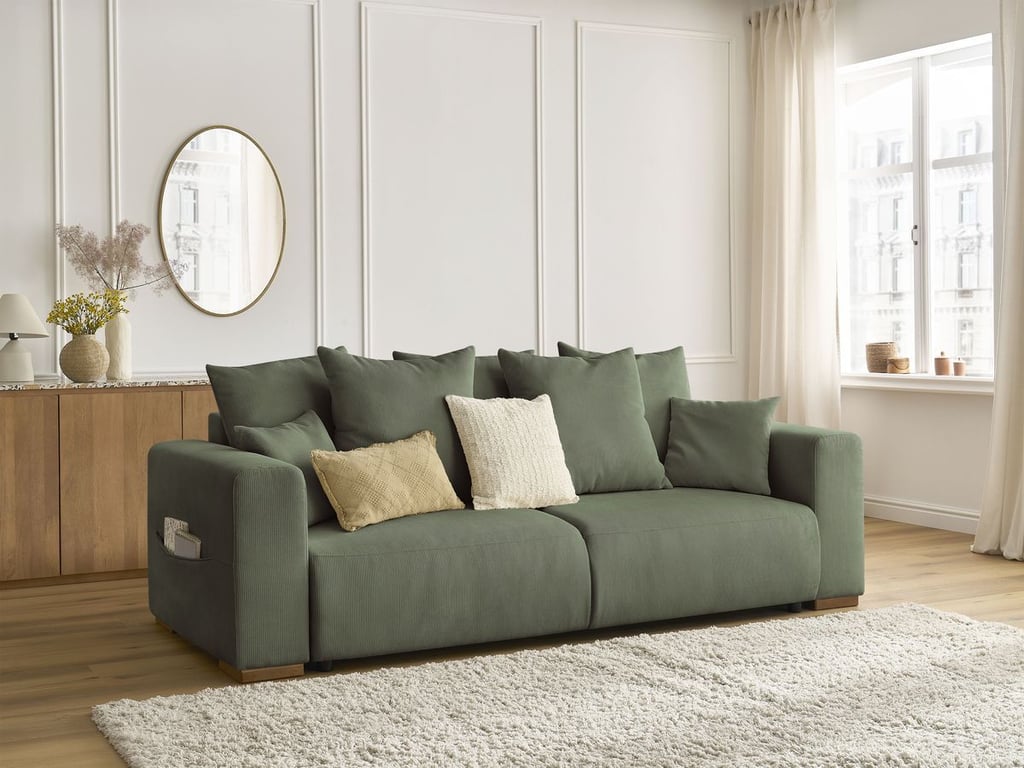 Produit similaire: Canapé droit convertible SIDONIE velours côtelé vert BOBOCHIC 3 places