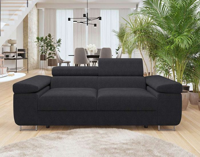 Produit similaire: Pablo - canapé droit 2 places avec têtières ajustables - en velours côtelé - Noir