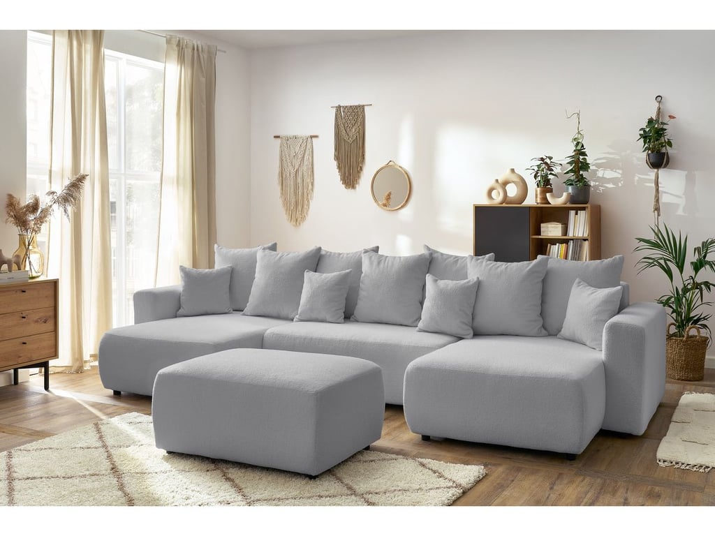 Produit similaire: Envy canapé panoramique convertible coffre 6 places tissu bouclette rectangulaire gris clair
