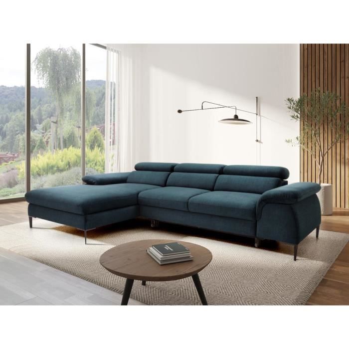 Produit similaire: Canapé d'angle gauche convertible en velours bleu nuit SEPINA
