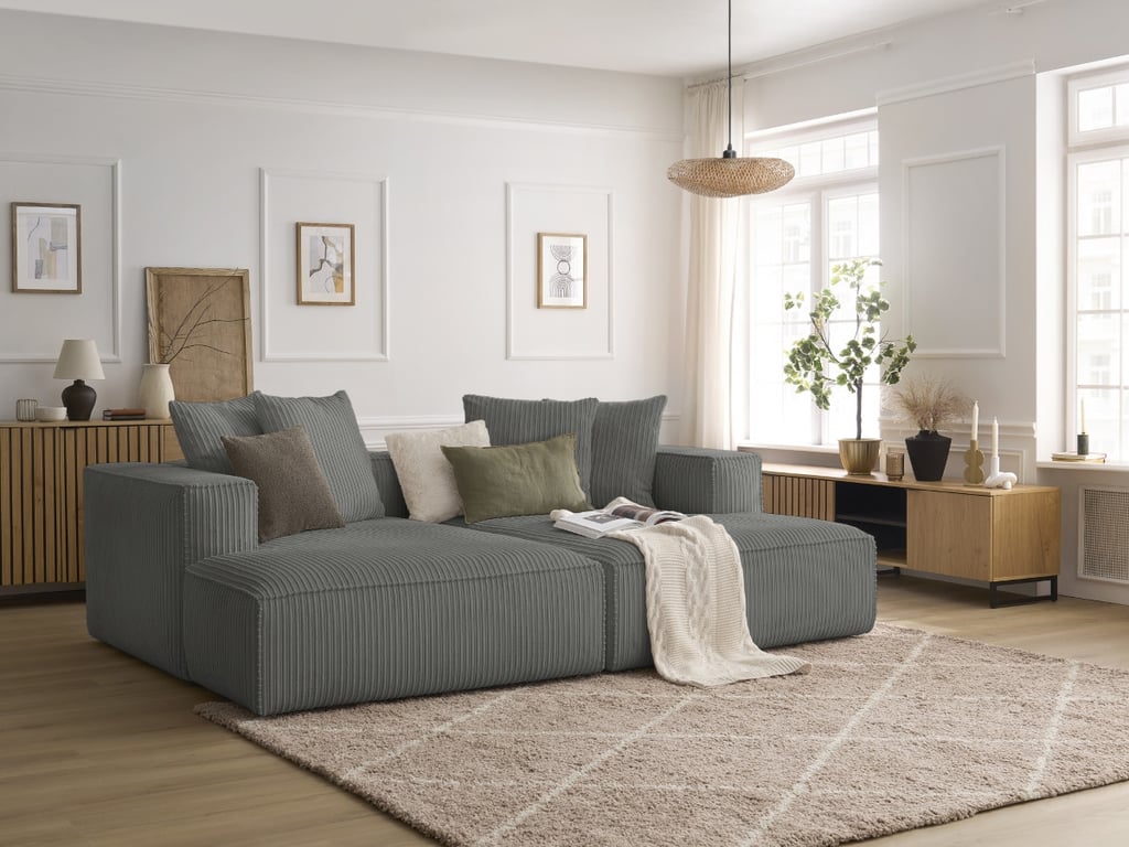 Produit similaire: Canapé droit fixe 4 places NINA assise profonde velours côtelé gris foncé BOBOCHIC