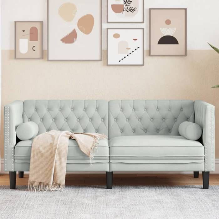 Produit similaire: Canapé Chesterfield avec traversins 2 places gris clair velours, canapé, canapé rembourré, canapé à 2 places, 372683