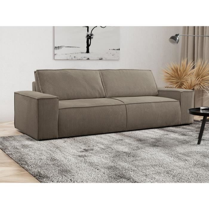 Produit similaire: Canapé 4 places convertible en velours côtelé taupe AMELIA