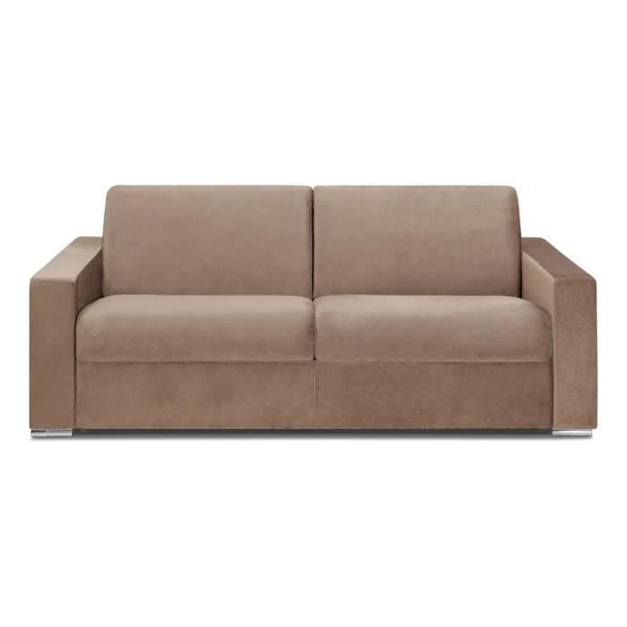 Produit similaire: Canapé 4 places convertible express en velours CALITO - Beige - Couchage lattes larges 160 cm - Matelas 14 cm