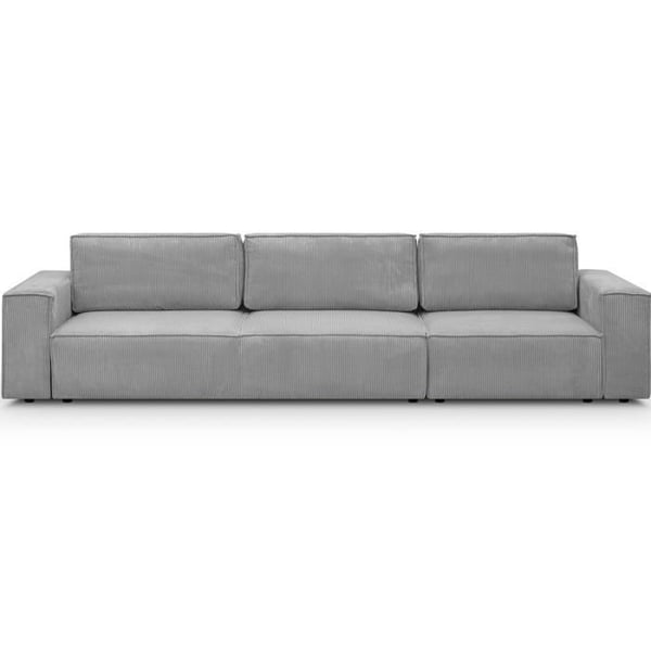 Canapé modulable convertible 5 places avec coffre de rangement en velours côtelé gris clair - Harper Mod