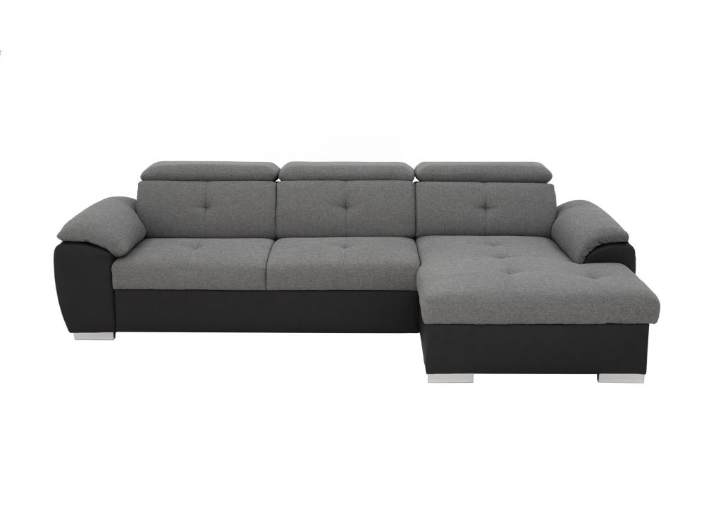 Produit similaire: Canapé d'angle KATIA convertible avec coffre et têtières en simili et tissu