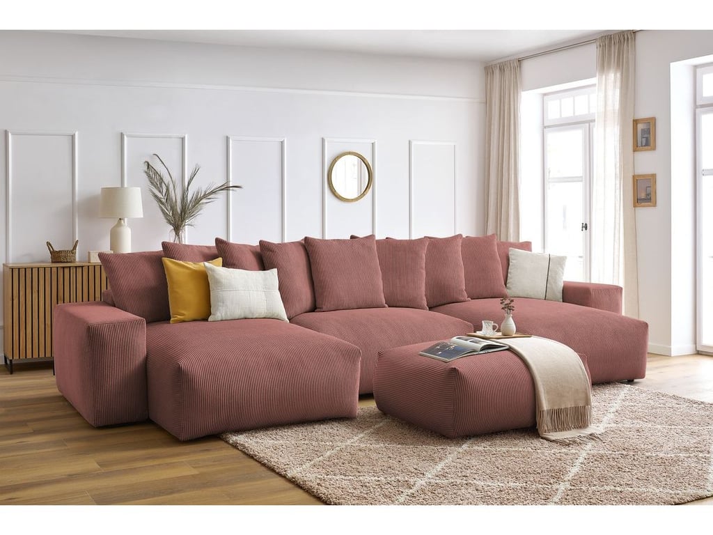 Produit similaire: Canapé panoramique convertible coffre VOLTAIRE avec pouf rose panoramique BOBOCHIC 7 places