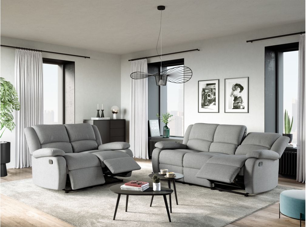 Produit similaire: RELAXXO - Ensemble canapés relax manuels LEO 3 + 2 places en tissu