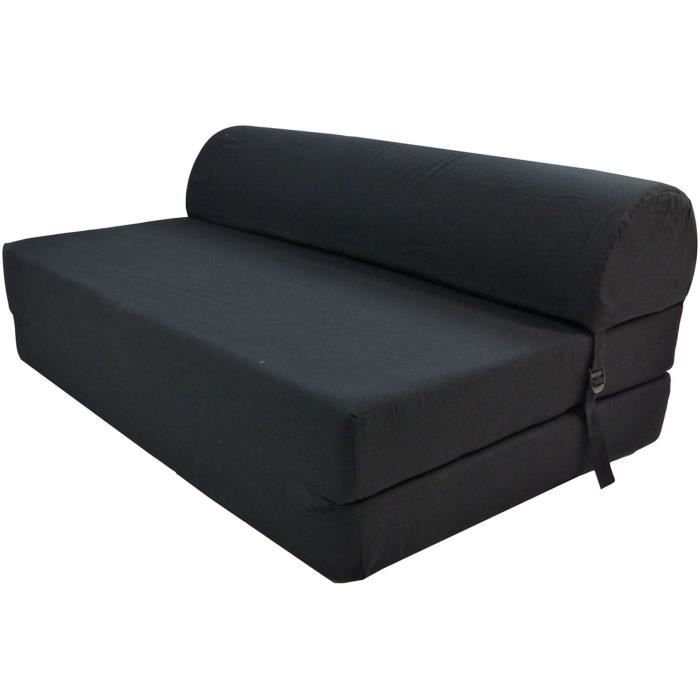 Produit similaire: Chauffeuse convertible 2 places JUNE - Tissu noir - Style contemporain - L 115 x P 75 cm