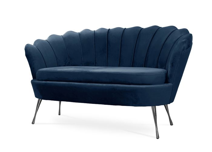 Produit similaire: Meubles de salon - BETTSO - mini canapé coquillage 2 places, velvet velours, Bleu Marine + Argent