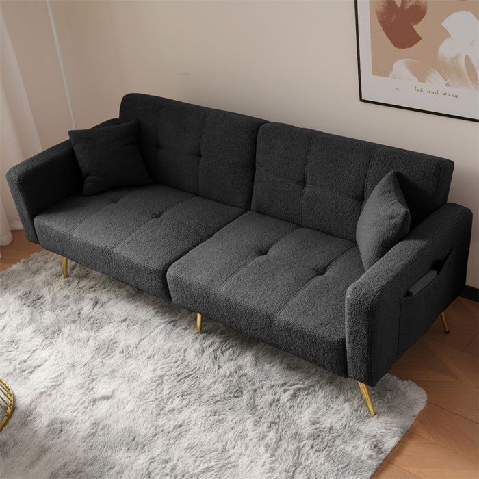 Produit similaire: Canapé Convertible 2/3 places,Canapé Moderne en Sherpa avec dossier réglable,Canapé-lit pieds dorés,Gris foncé,175×64×72cm