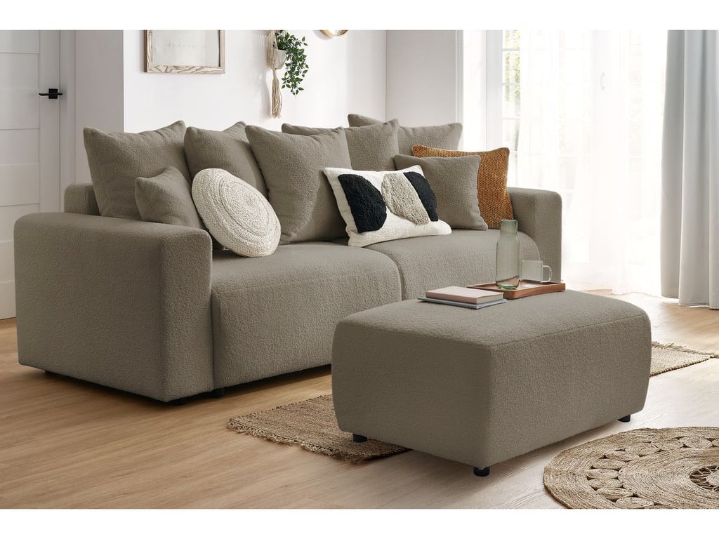 Produit similaire: Canapé droit convertible coffre ENVY tissu bouclette doux avec pouf rectangulaire marron BOBOCHIC 3 places