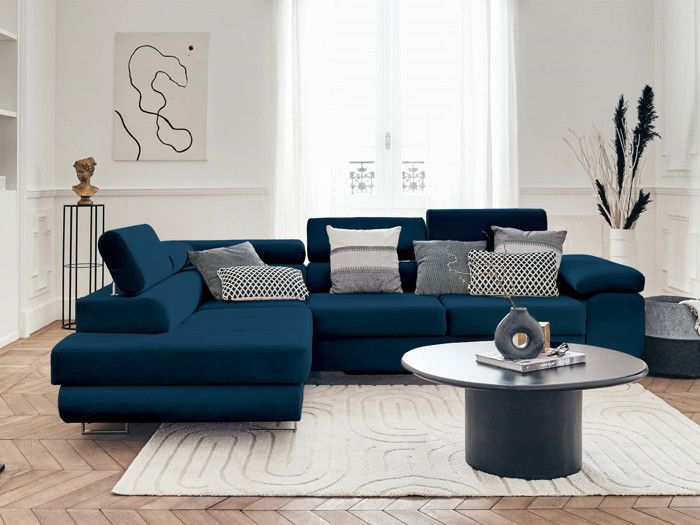 Produit similaire: Pablo - canapé d'angle gauche - 5 places - convertible avec coffre et têtières réglables - en velours