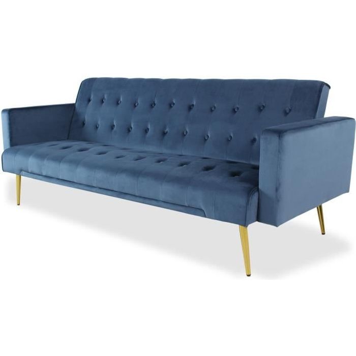 Produit similaire: Canapé convertible MENZZO Justy Velours Bleu - Style Vintage - 3 places - Confort moelleux