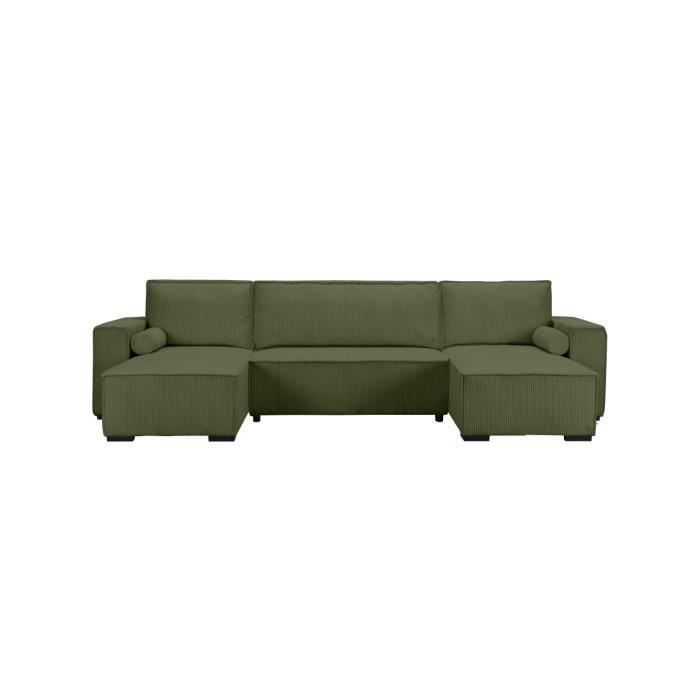 Produit similaire: Canapé panoramique 5 places CLARENCE convertible avec coffre en velours côtelé - Vert foncé - L322 x P161 x H87cm - LOUNGITUDE