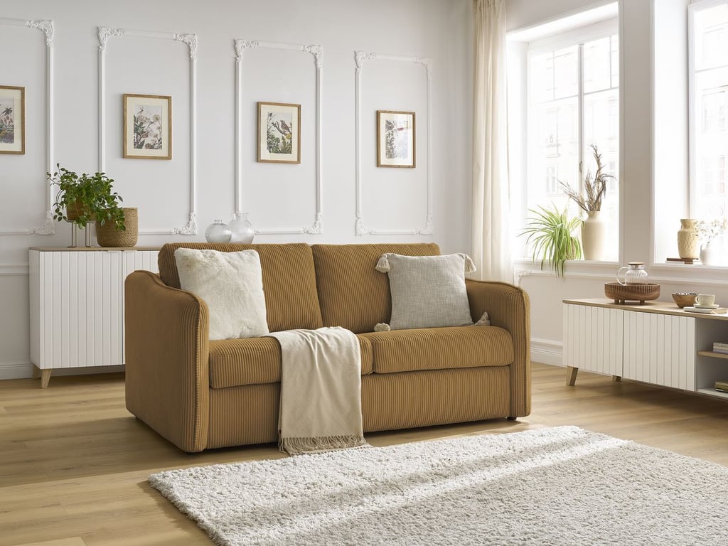 Produit similaire: Canapé droit convertible LENNY ouverture express 2 plis velours côtelé jaune BOBOCHIC 3 places