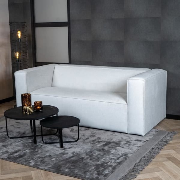 Canapé scandinave Memphis 2,5 places tissu chiné blanc - Livin24 - Moelleux - 194cm - 3 places