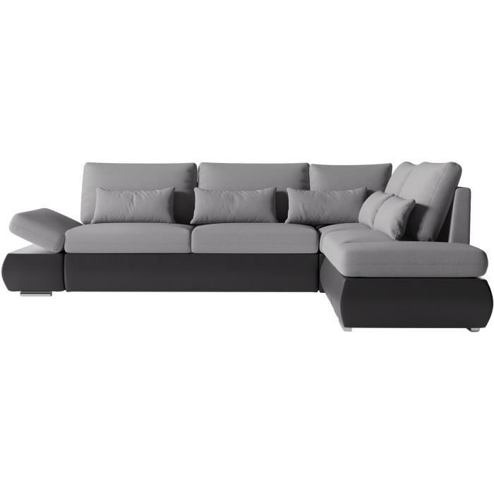 Produit similaire: Canapé d'angle réversible convertible SEVARA 4 places - PU et tissu Gris - Coffre de rangement - L267 x P200 x H90 cm