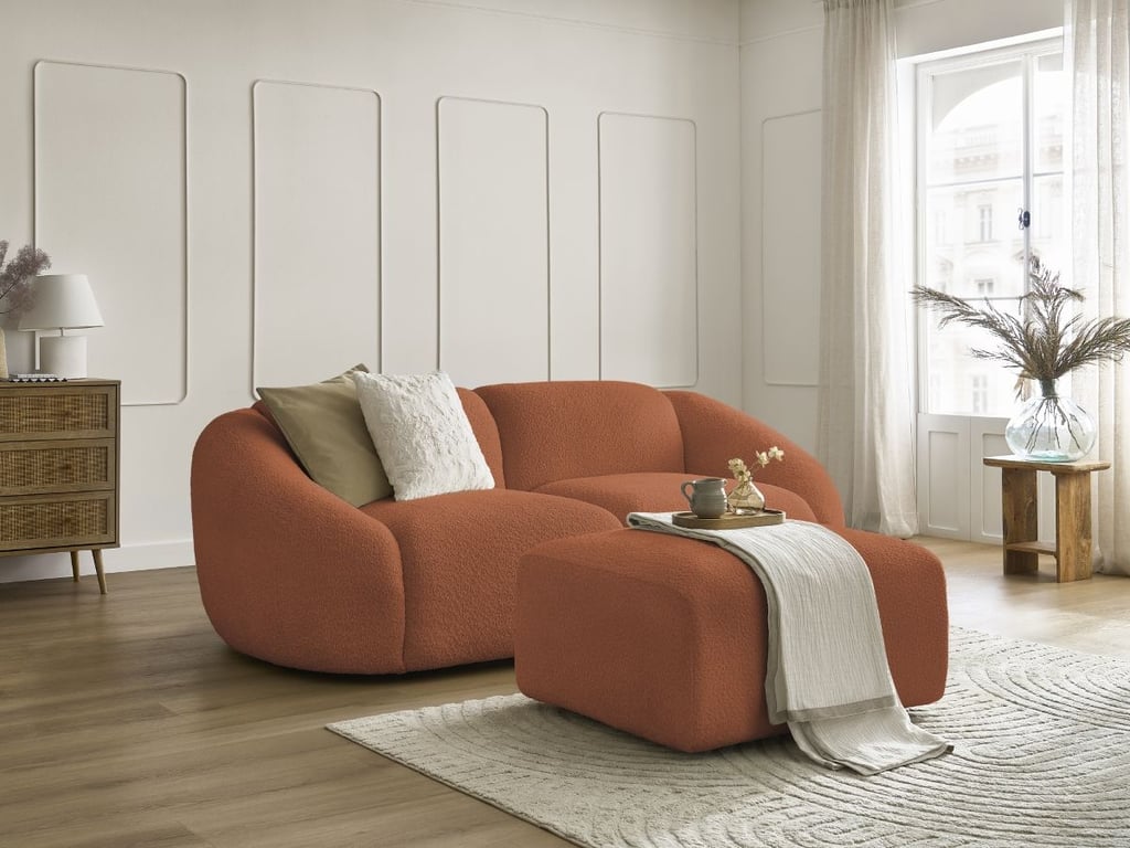 Produit similaire: Tina canapé droit fixe 2 places tissu bouclette orange