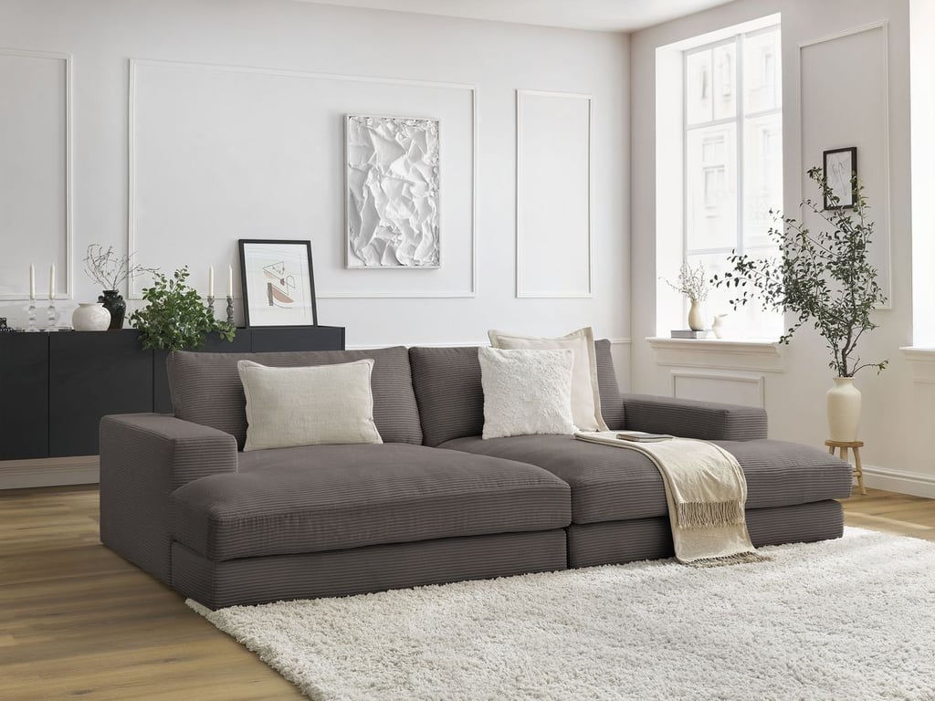 Produit similaire: Canapé droit fixe 4 places LEONARD assise profonde velours côtelé marron BOBOCHIC