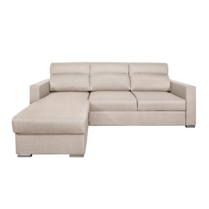 Produit similaire: Canapé d'angle 4 places KEI réversible convertible en tissu - Beige - L242 x P177 x H95cm - LOUNGITUDE