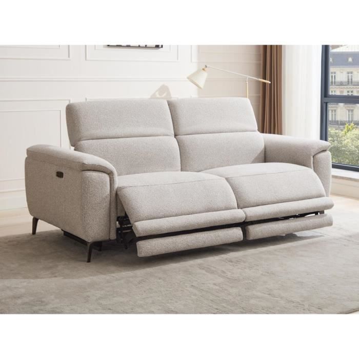 Produit similaire: Canapé 3 places relax électrique en tissu texturé gris clair BOSDALO