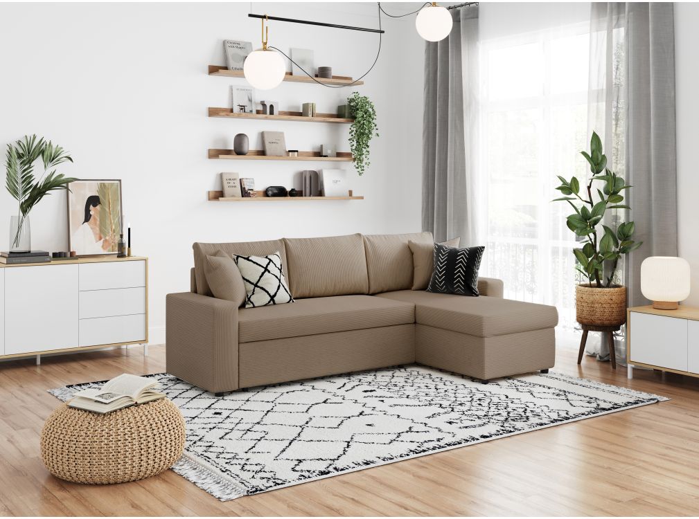 Produit similaire: MARIA - Canapé d'angle réversible, convertible en velours côtelé avec coffre