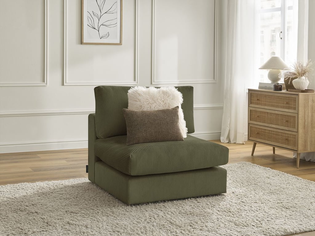 Produit similaire: Chauffeuse 1 place pour canapé modulable PARIS velours côtelé vert BOBOCHIC 1 places