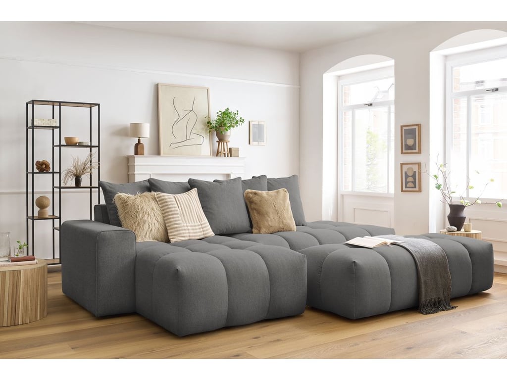 Produit similaire: Canapé d'angle fixe MONT-BLANC tissu avec pouf gris foncé angle gauche BOBOCHIC 4 places