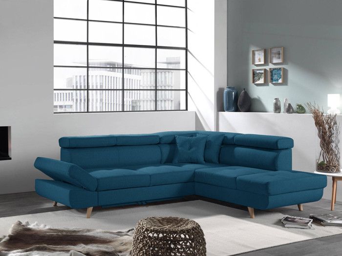 Produit similaire: Canapé d'angle convertible scandinave Linea - BESTMOBILIER - Bleu canard - 5 places