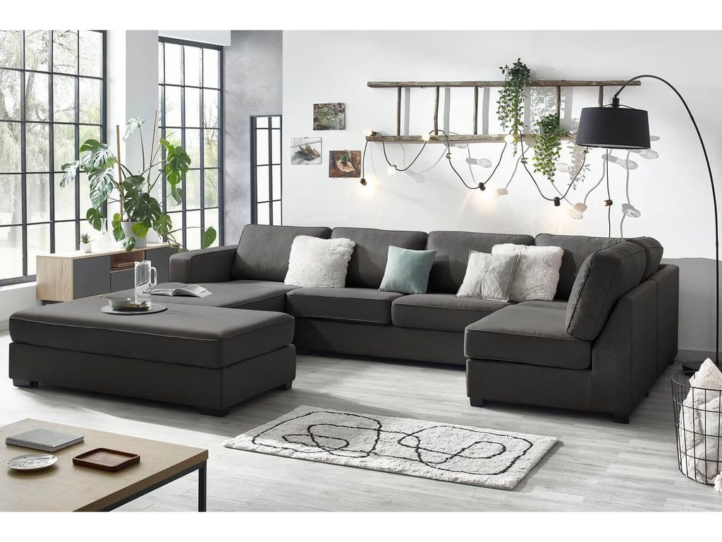 Produit similaire: Canapé panoramique convertible MEGA avec pouf gris foncé angle gauche BOBOCHIC 8 places