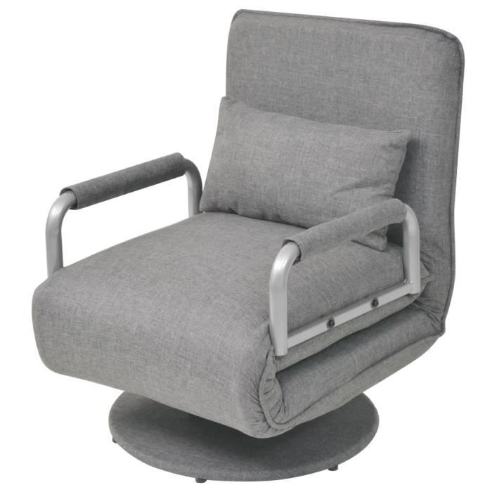 Produit similaire: Fauteuil Chaise- Scandinave OVONNI - Gris clair Tissu - Convertible pivotant et canapé-lit