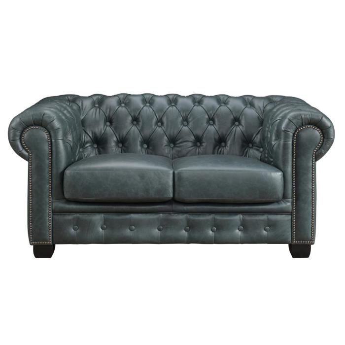 Produit similaire: Canapé chesterfield 2 places BRENTON 100% cuir de buffle - Vert de gris