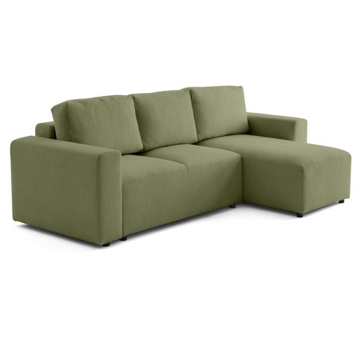 Produit similaire: Livy - canapé d'angle réversible 4 places convertible avec coffre en tissu bouclette - Vert