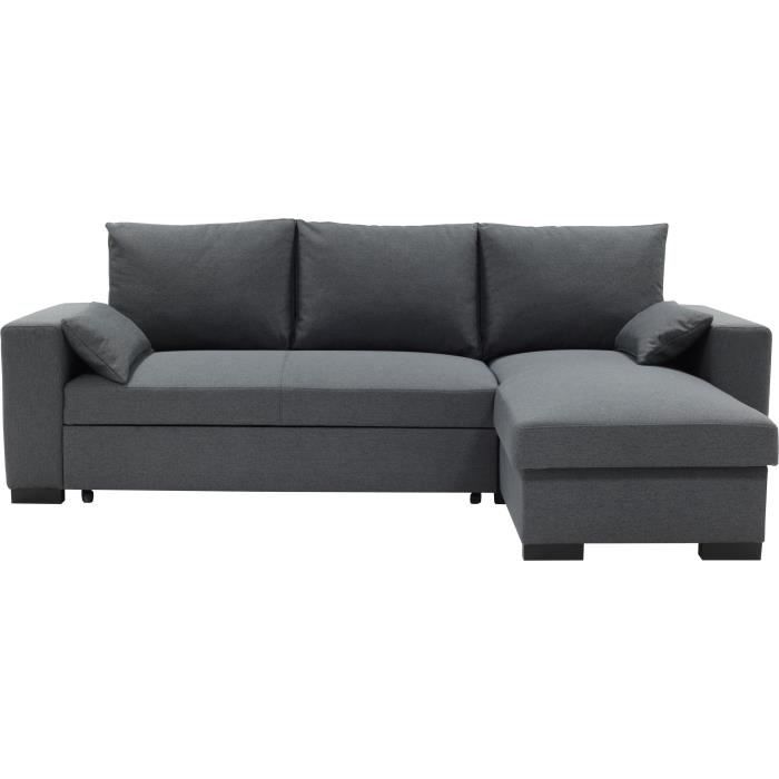 Produit similaire: Canapé d'angle convertible - MORGAN - 3 places - Anthracite avec coffre et coussins déco - 236x143x85cm