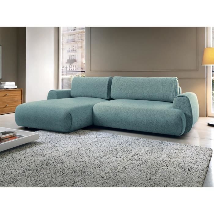 Produit similaire: Canapé d'angle gauche convertible en tissu texturé bleu MONELIA