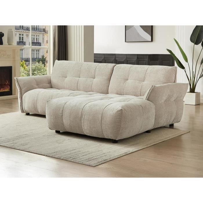 Produit similaire: Canapé d'angle droit en tissu chiné beige NAPIZO