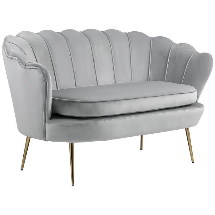 Produit similaire: Canapé 2 places en tissu velours - HOMCOM - en forme de coquillage - coussin épais de 10 cm - structure en acier - gris clair