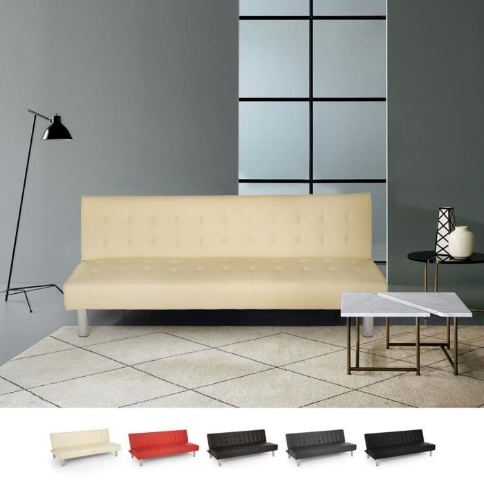 Produit similaire: Canapé-lit 2 places clic clac en similicuir inclinable, design moderne Elly, Couleur: Beige