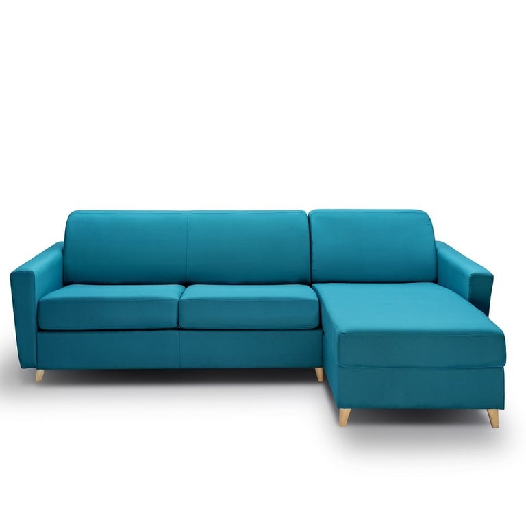 Produit similaire: Canapé d'angle VIRGOLA convertible EXPRESS 140 cm sommier lattes matelas 16 cm tissu bleu turquoise