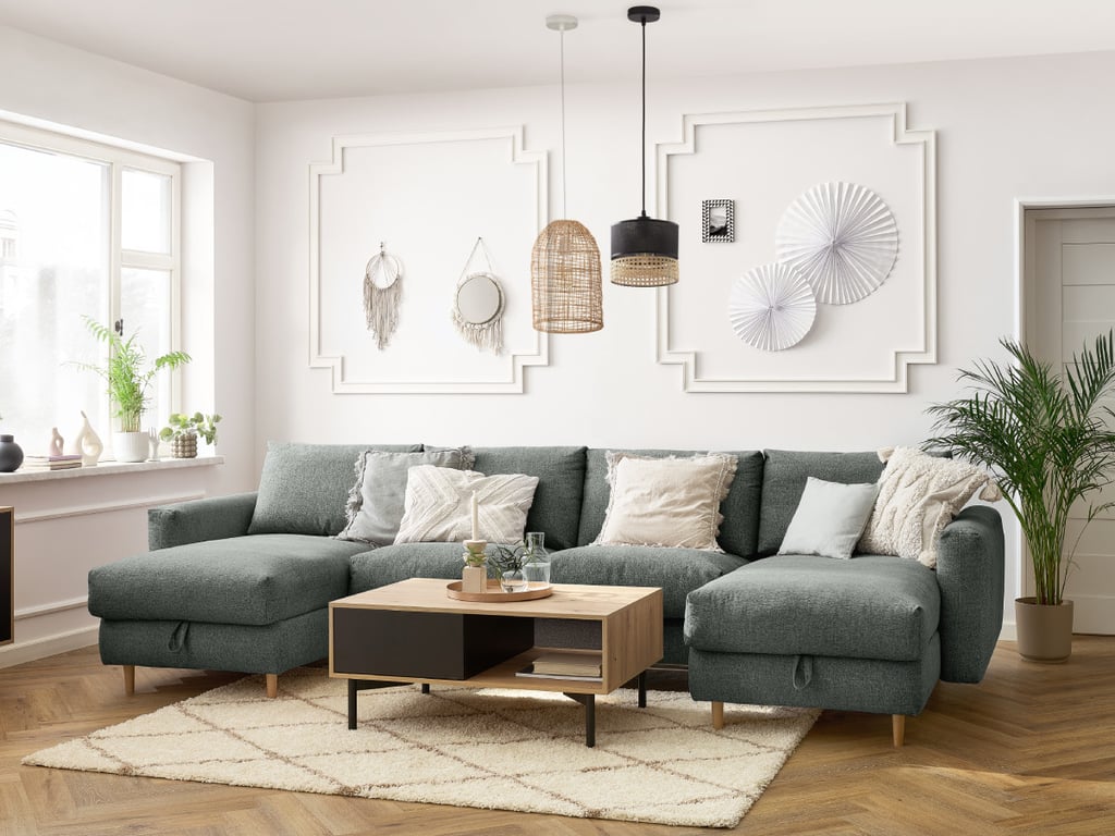 Produit similaire: Canapé panoramique convertible express coffre COCOONE tissu chiné gris foncé panoramique BOBOCHIC 7 places