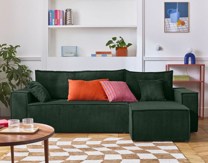 Produit similaire: Cezanne - canapé d'angle réversible - 4 places - convertible avec coffre - en velours côtelé