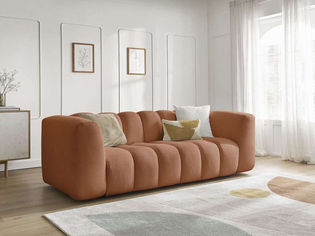 Produit similaire: Canapé droit fixe 3 places TALIA tissu chiné orange BOBOCHIC