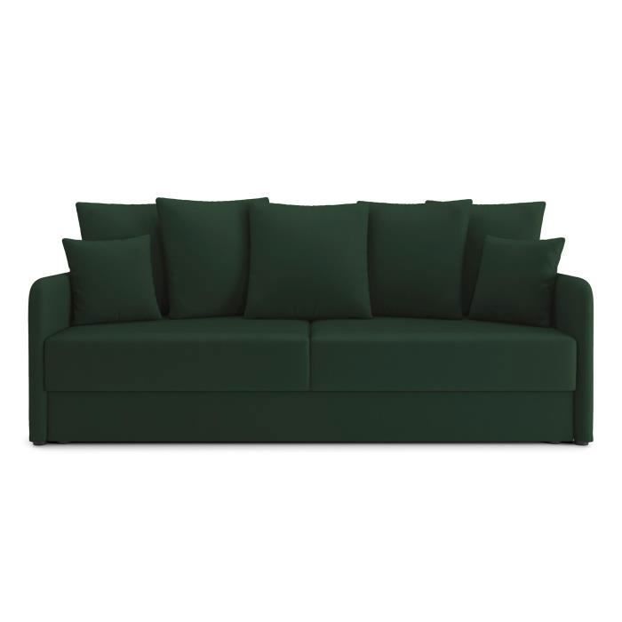 Produit similaire: Canapé droit convertible LUKA en velours vert 3 places - Coffre de rangement - BAÏTA