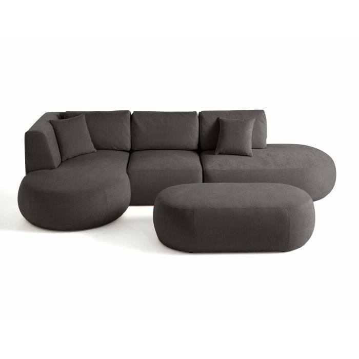 Produit similaire: Santorini - canapé modulable d'angle gauche + pouf - 5 places - en tissu texturé - Gris