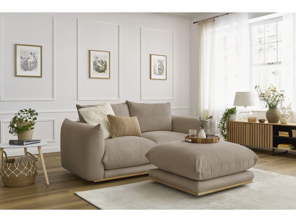 Produit similaire: Canapé droit fixe 2 places ERNEST avec pouf taupe BOBOCHIC