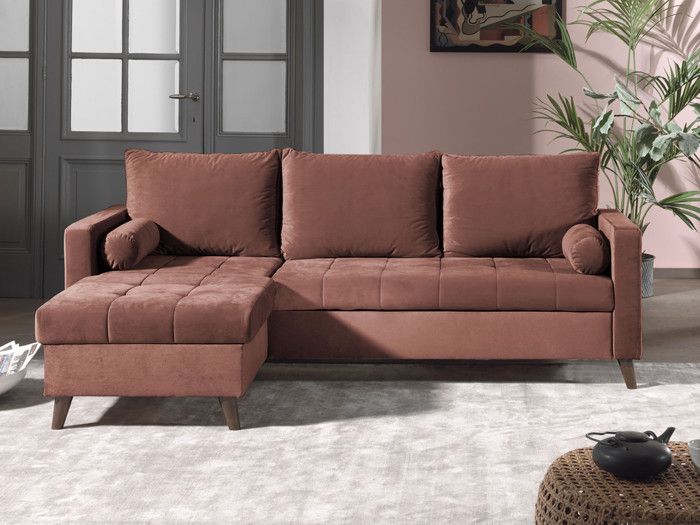 Produit similaire: Canapé d'angle réversible convertible en velours rose - POLAR - 4 places - Design scandinave