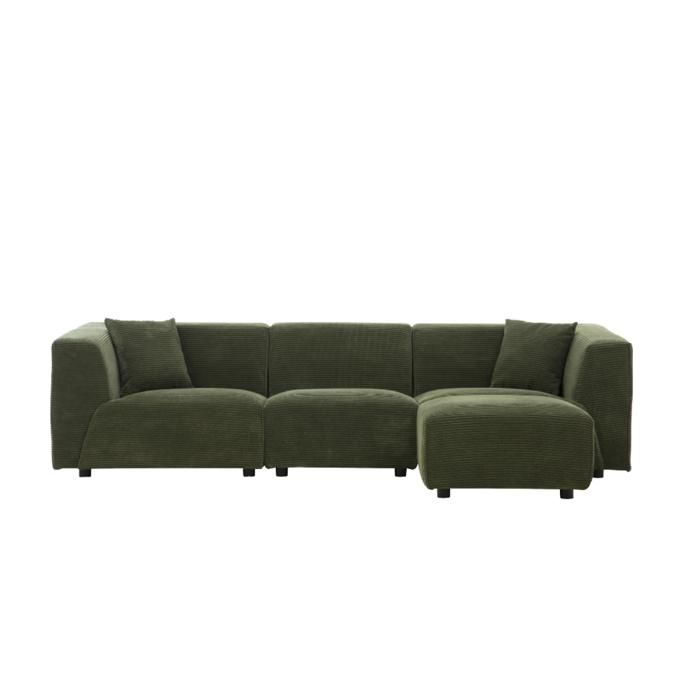 Monroe - canapé velours côtelé 4 places modulable vert - Vue supplémentaire 1