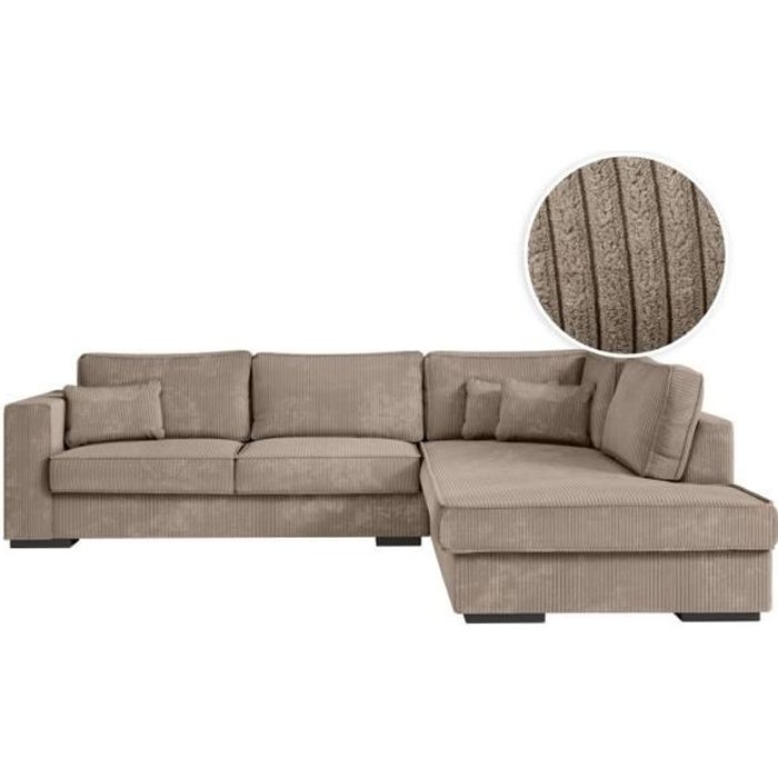 Produit similaire: Canapé d'angle droit BELAMI XXL 6 places en velours côtelé - Taupe - L303 x P228 x H86cm - LOUNGITUDE
