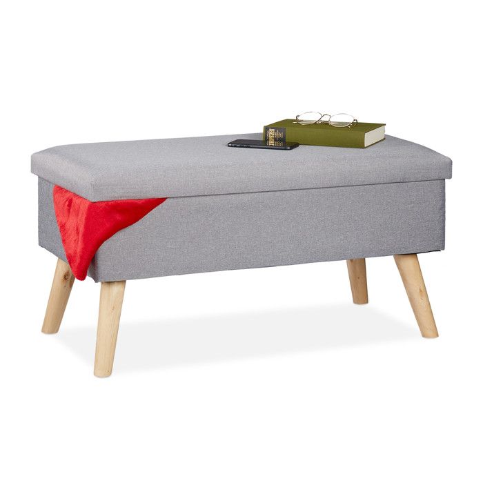 Produit similaire: Relaxdays Banc de rangement, rembourré, pieds bois, banquette , coffre avec revêtement tissu HxLxP:39x77x39cm,gris clair